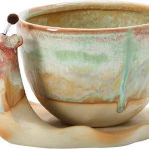 Creative Co-Op Stoneware Snail Planter, Reactive Glaze, (Each One Will Vary), Set of 2 Pieces