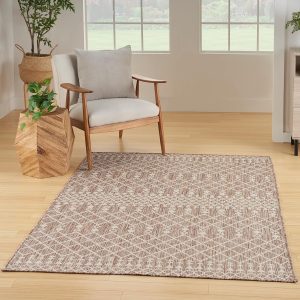 Nourison Home Positano Indoor/Outdoor Beige 4' x 6' Area Rug, Easy Cleaning, Non Shedding, Bed Room, Living Room, Dining Room, Deck, Backyard, Patio (4x6)